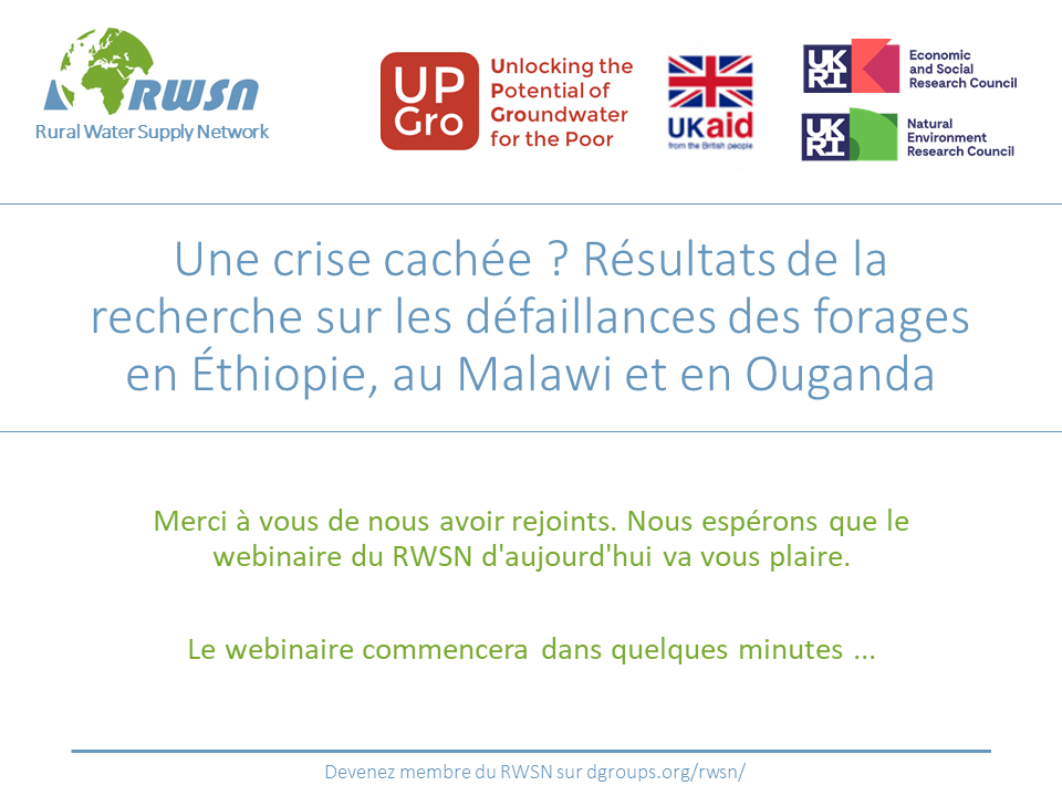 Webinaire, 16 Juin | Une crise cachée ? Résultats de la recherche sur les défaillances des forages en Éthiopie, au Malawi et en&nbsp;Ouganda